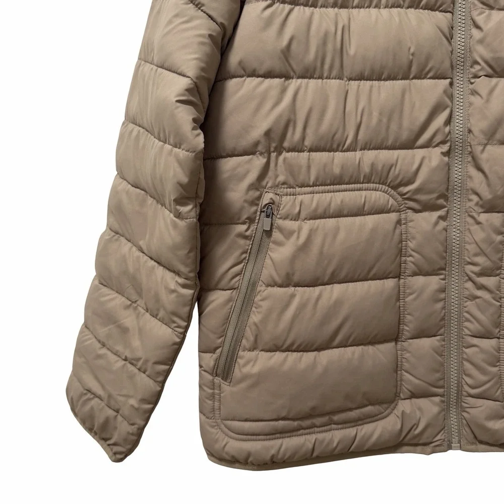 Hollister Men's Lightweight Thermore Hooded Puffer Jacket Size S Brown Outdoors‎